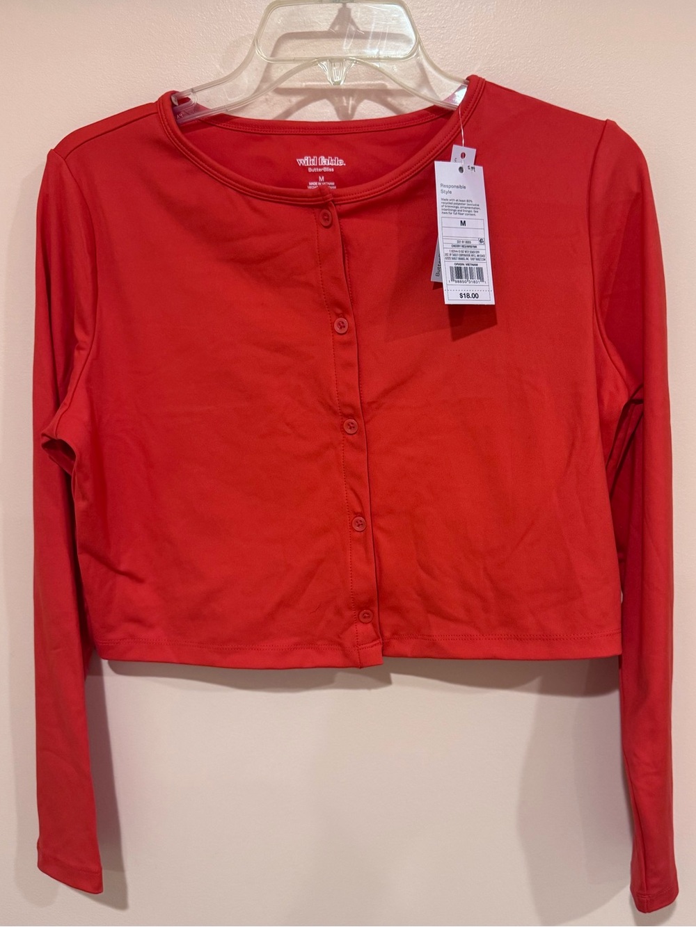 wild fable Bright Red Cropped Button-Up Cardigan